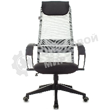 Кресло руководителя Бюрократ CH-607 TW-02 светло-серый, сиденье черный, сетка/ткань, с подголов. крестовина пластик