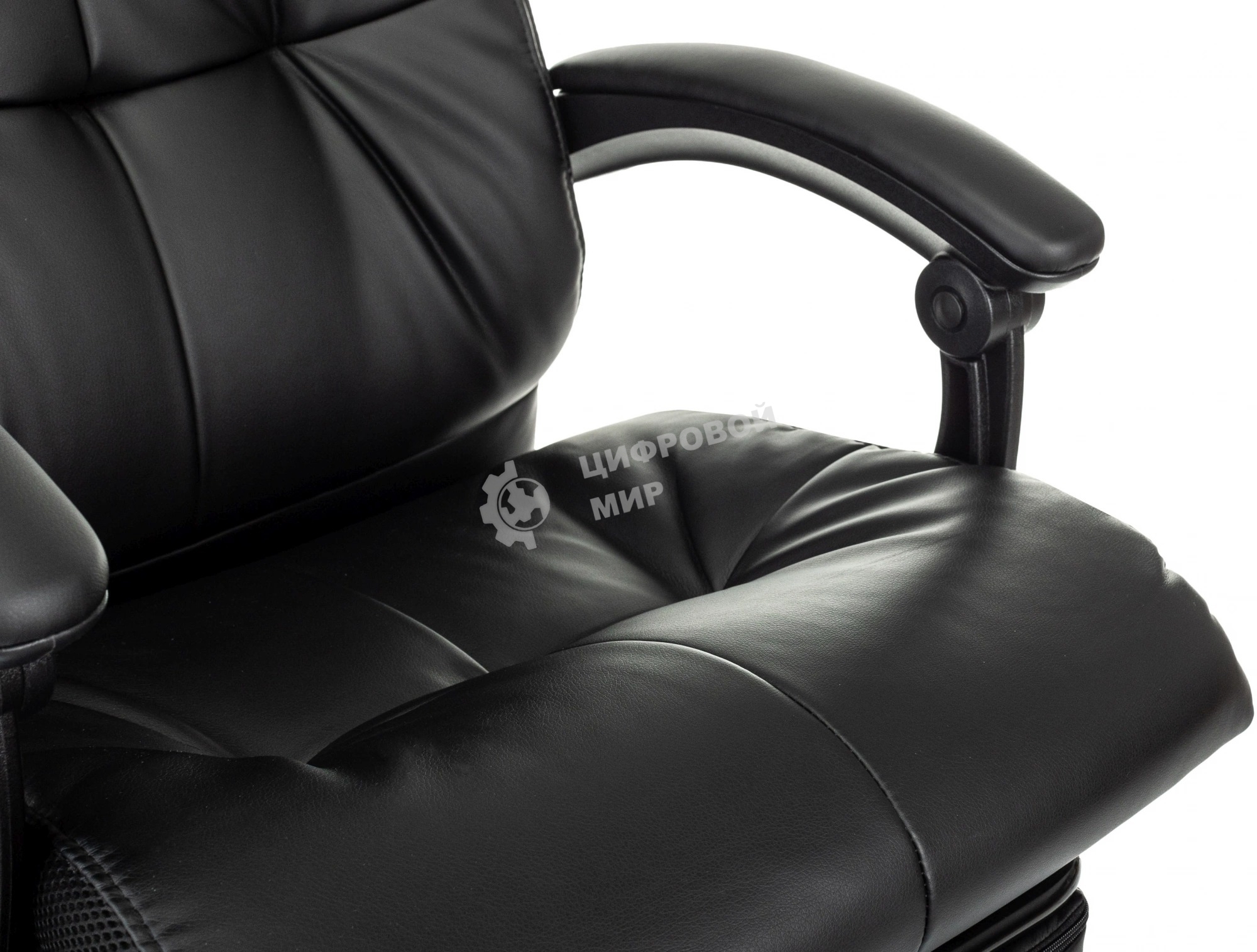 Кресло руководителя Бюрократ CH-824MSG-BF черный, эко.кожа/ткань, крестов. пластик, подст. для ног