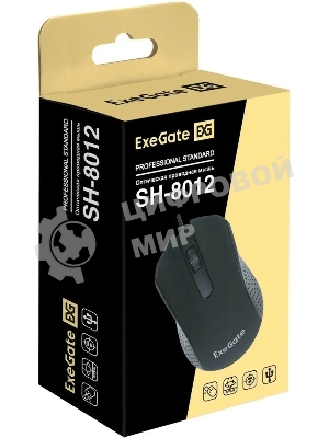 Мышь проводная ExeGate Professional Standard SH-8012 черный, 1000 dpi, USB, кнопки - 3