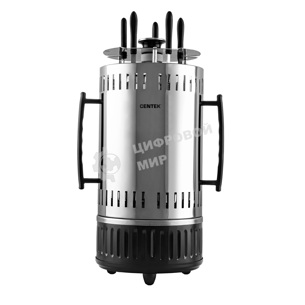 Электрошашлычница Centek CT-1461 -1000Вт, нагреватель из стали, Кнопка Вкл/выкл, вращ 12раз/мин