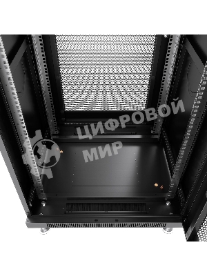 Шкаф серверный напольный Cabeus ND-05C-18U60/100-BK IP20, 18U, 988х600х1000 мм (ВхШхГ), дверь: перфорация, боковая панель: сплошная, разборный, чёрный