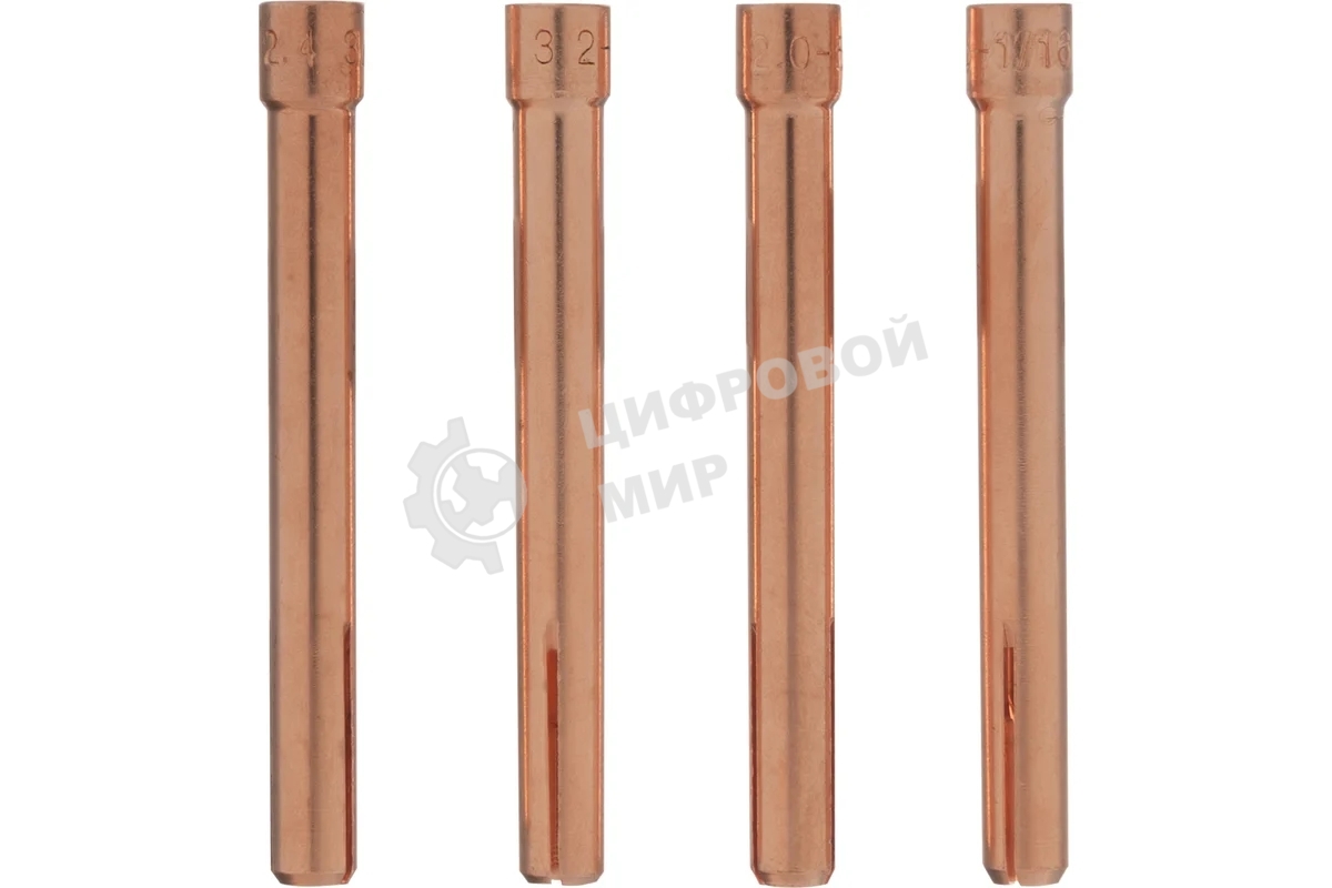 Набор цанг для электрода Denzel 1,6мм, 2,0мм, 2,4мм, 3,2 мм