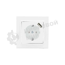 Розетка EKF Минск ERR16-028-100-USB 1-местная СП с/з с защитными шторками 16А белая с USB 1А