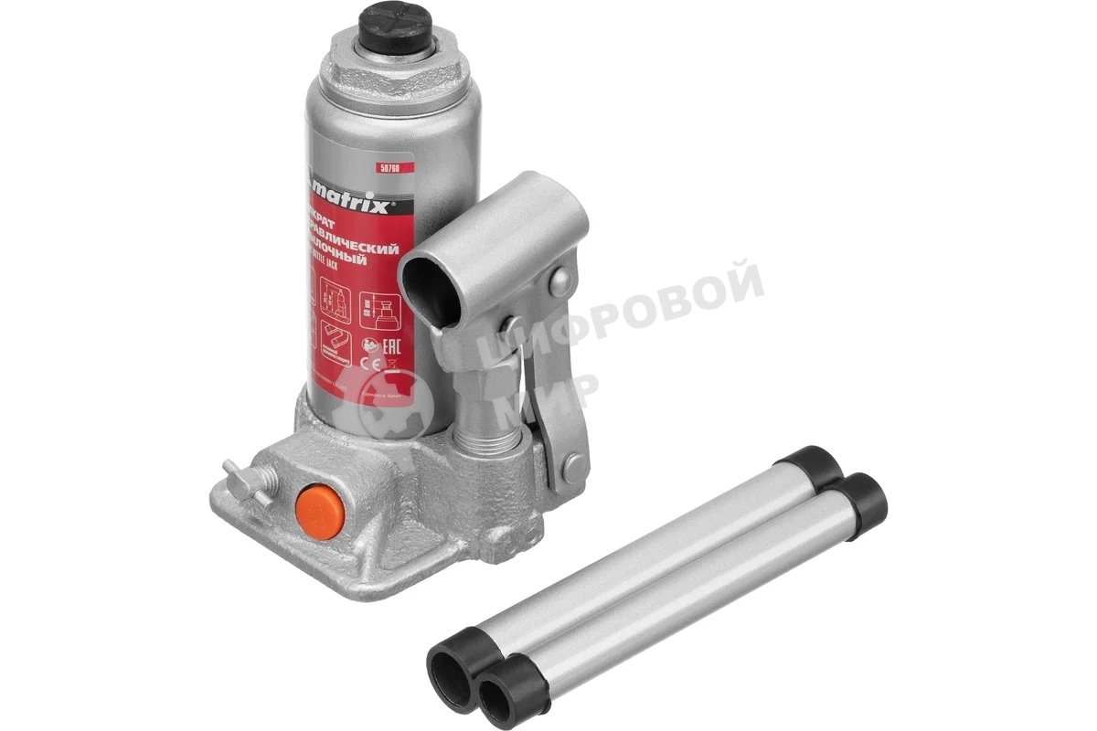 Домкрат гидравлический бутылочный Matrix, 2 т, h подъема 158–308 мм