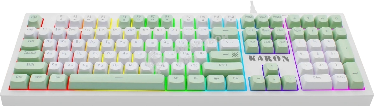 Клавиатура Defender Karon GK-129 проводная, USB Type-A, белый/зеленый