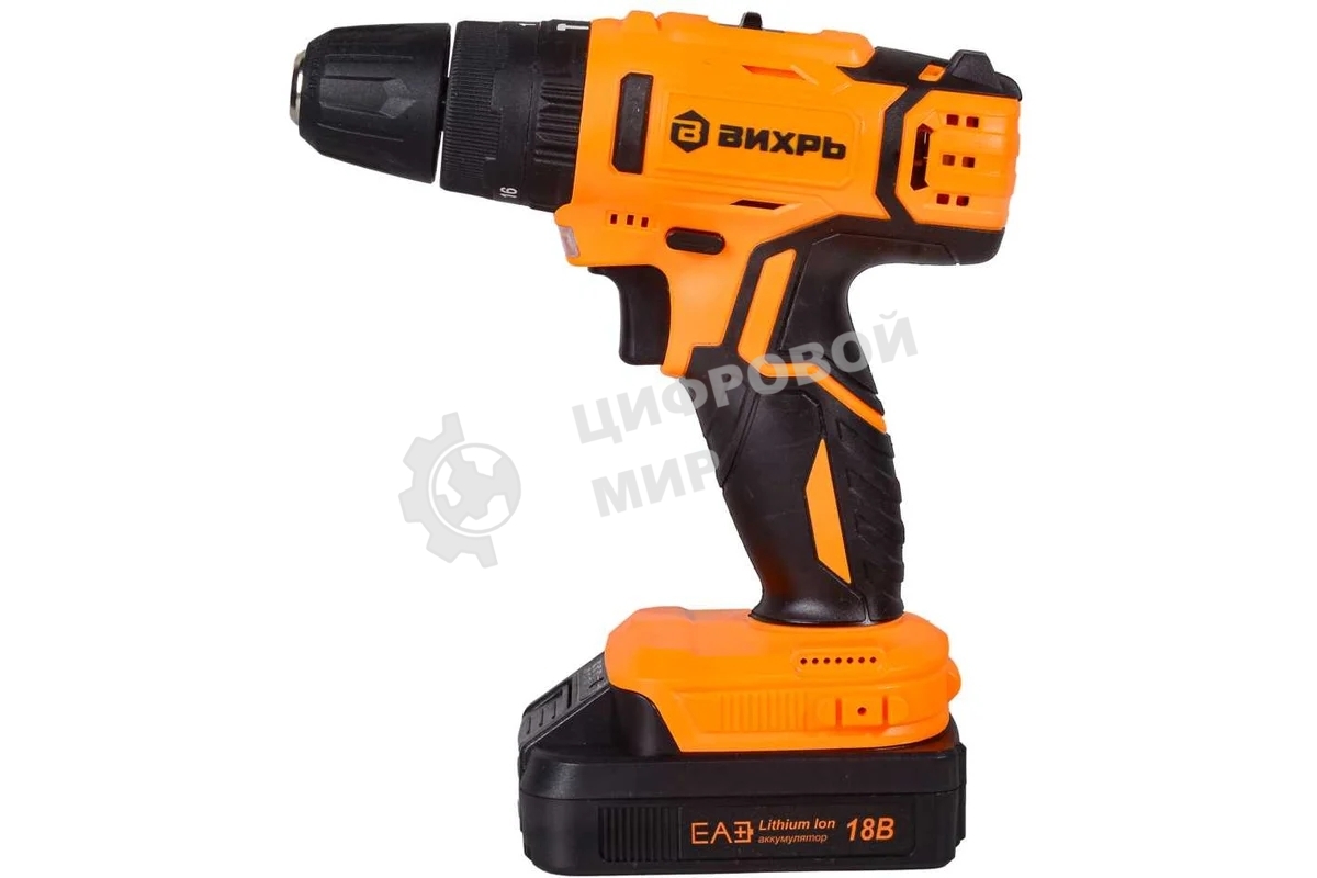 Дрель-шуруповерт аккумуляторная Вихрь ДА-18Л-2кУ 72/14/17, Аккумуляторная, 18В, Ударная