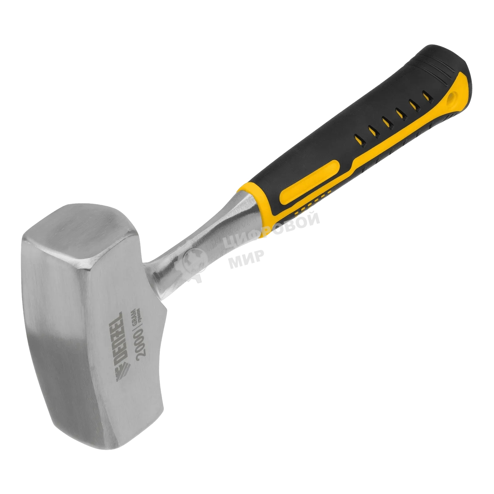 Кувалда Denzel 2 кг, цельнометаллическая, двухкомпонентная рукоятка