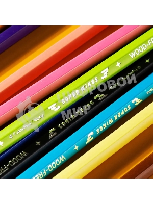 Карандаши цветные Deli EC126-24 Super Wings, шестигранный профиль, пластик коробка с европодвесом (24шт)