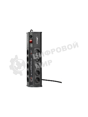 Сетевой фильтр CROWN CMPS-11 черный, 10 розеток, 3 м