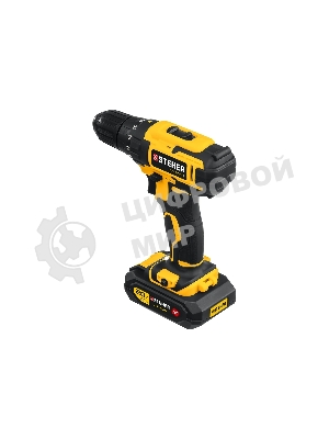 Дрель-шуруповерт STEHER CD-200-1, 20 В, 2 Ач, 45 Нм, бесщеточный