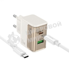 Сетевое зарядное устройство HOCO CS71Aaa 1USB+1Type-C 3.0A PD 20W+QC3.0 для Type-C Type-C, 1м, белый
