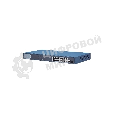 Коммутатор Hikvision DS-3E0518P-E, 16×1 Гбит/с PoE+ + 1×1 Гбит/с RJ45 + 1×1 Гбит/с SFP, неуправляемый