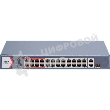 Коммутатор iFLOW F-SW-EM426POE-VM/L, 24×100 Мбит/с PoE + 2×1 Гбит/с Комбо (RJ45/SFP), настраиваемый