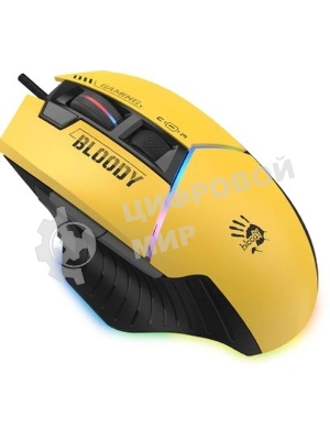 Мышь проводная A4Tech Bloody W95 Max Sports желтый/серый, 12000 dpi, USB, кнопки - 10