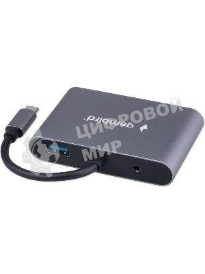 USB-концентратор Gembird UHB-D8, USB Type-C, PD100W, Jack 3,5, HDMI, VGA, USB Type-C