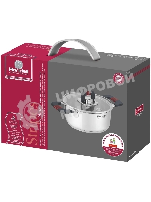 Кастрюля Rondell Stripes RDS-1636, 1.2л, 16см, с крышкой, стальной