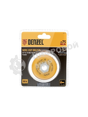 Щетка для УШМ Denzel 75 мм, чашка, нейлоновая щетина, М14