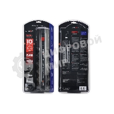 Сетевой фильтр CROWN CMPS-11 черный, 10 розеток, 3 м