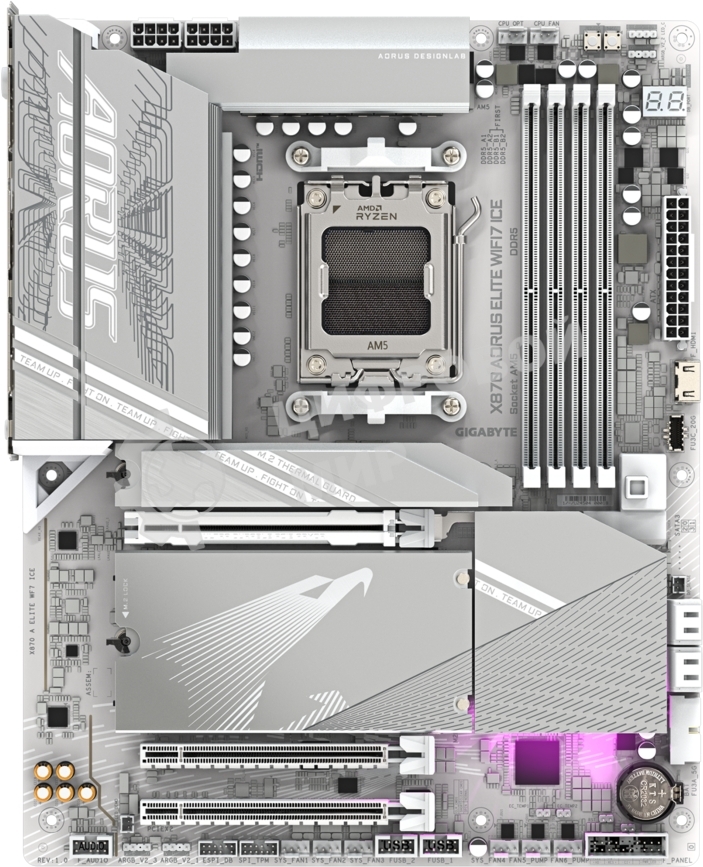 Материнская плата Gigabyte X870 A ELITE X ICE Socket AM5 AMD X870 4xDDR5 ATX AC`97 8ch(7.1) 2.5Gg RAID+HDMI