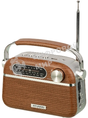 Радиоприемник портативный Hyundai H-PSR200 дерево коричневое/серебристый USB microSD