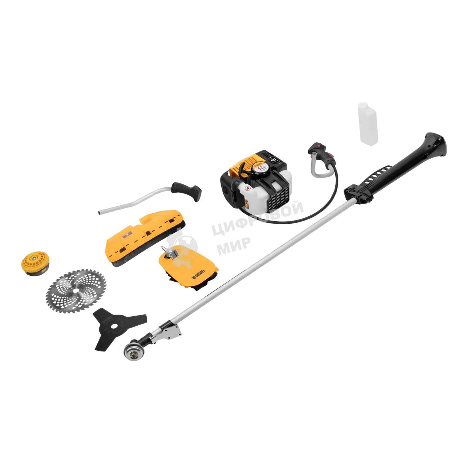 Триммер бензиновый Denzel DGT-52-PRO, анти-вибро, 52 см3, неразъем, состоит из 2 частей