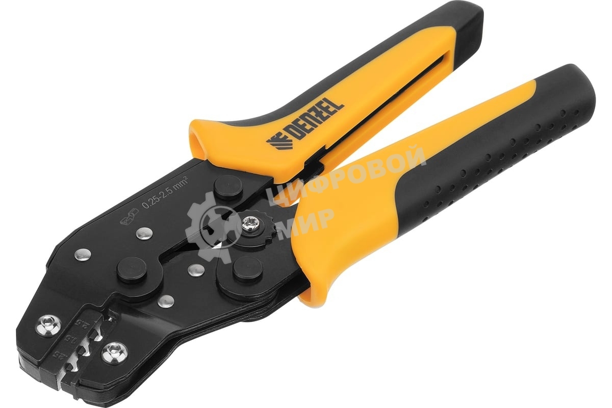 Клещи для обжима неизолированных наконечников Denzel НК и НВ, разъемов РП, 0,25 - 2,5 мм2