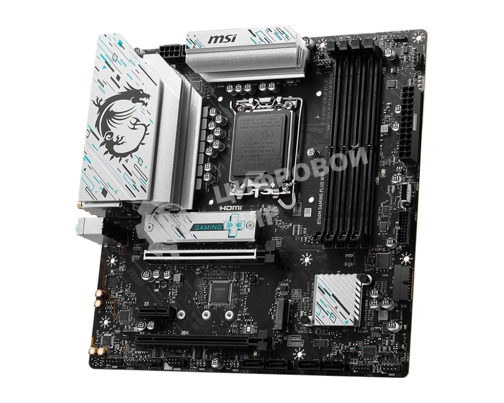 Материнская плата MSI B760M GAMING PLUS WIFI, LGA 1700, Intel B760, 4xDIMM DDR5, 4xSATA, 2xM.2, 1xPCI-E 4.0 x16, 1xPCI-E 3.0 x1, 2xHDMI, 2xDP, 1x 2.5Gb LAN, 2xUSB-A 3.2 Gen 2, 4xUSB 2.0, Micro-ATX