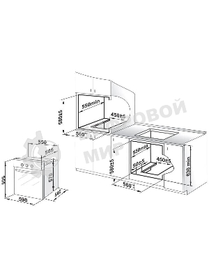 Встраиваеммый газовый духовой шкаф Gefest ДГЭ 621-01 В1, 52л, дверца с 2 стеклами, кремовый
