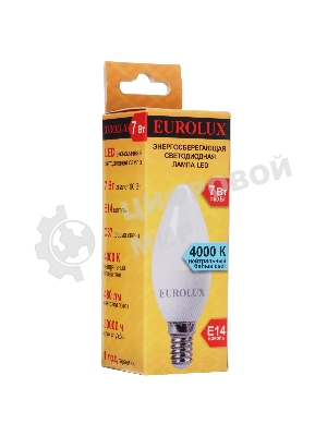 Лампа светодиодная EUROLUX LL-E-C37-7W-230-4K-E14 свеча