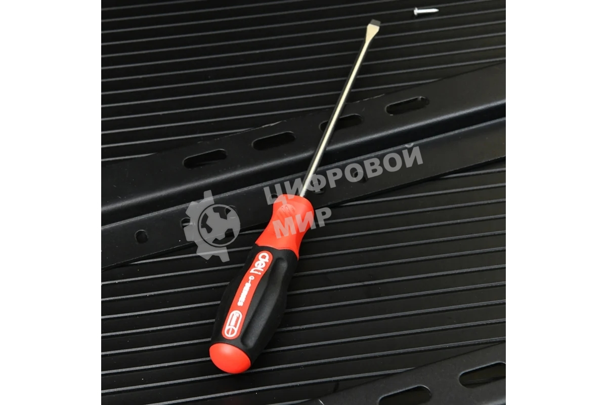 Отвертка шлицевая Deli DL3442 SL3x150мм сталь S2, матовый стержень, двухкомпонентная прорезиненная рукоять