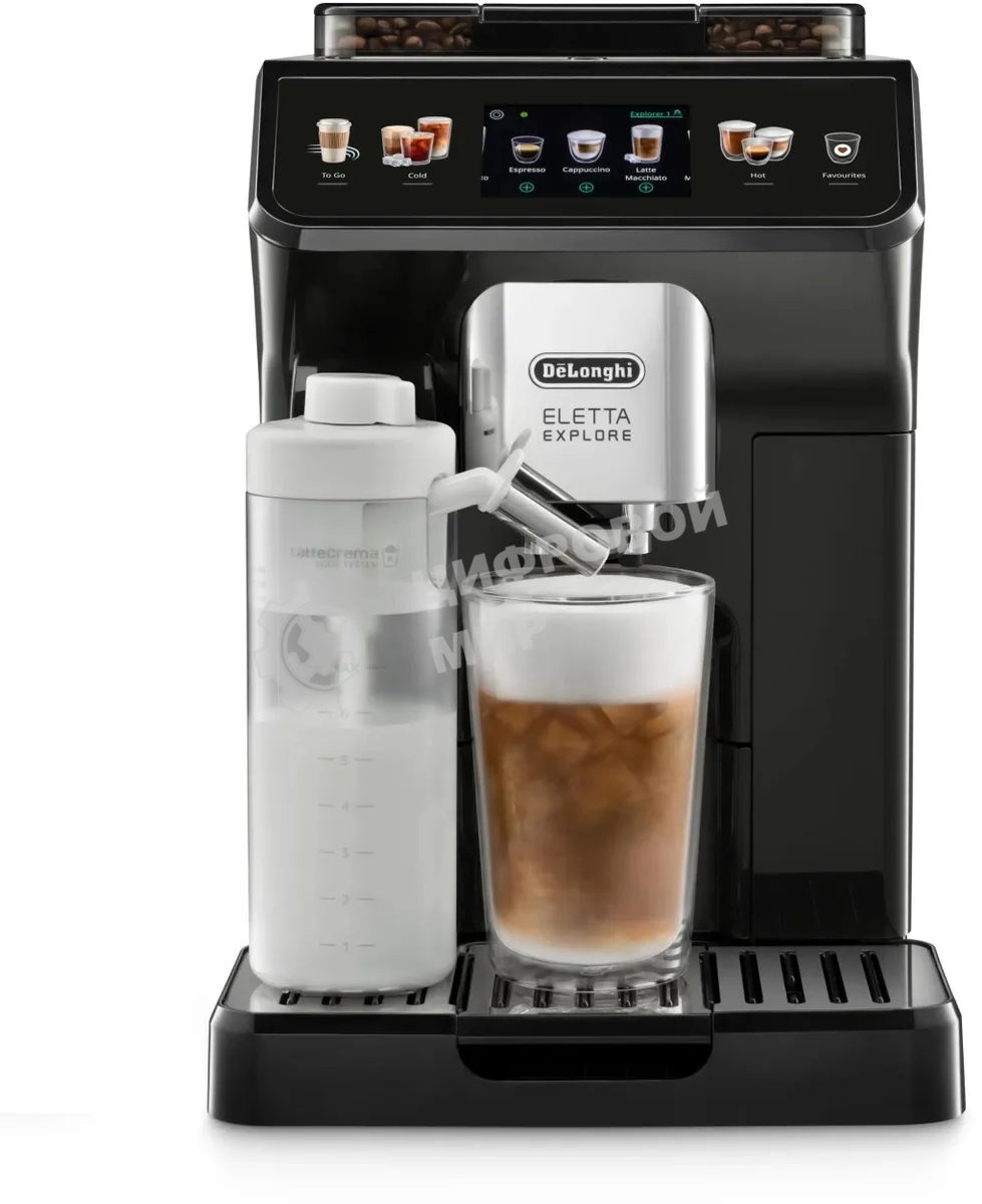 Кофемашина автоматическая DeLonghi ECAM450.55.G черный, исп. кофе - зерновой/молотый, 1.8 л, 1450 Вт, 19 бар