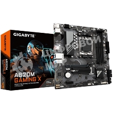 Материнская плата Gigabyte A620M GAMING X, Micro-ATX, AM5, AMD A620, 4xDDR5, 4xSATA, 1xM.2, 1xPCI-E 4.0 x16, 1xPCI-E x1, 1xHDMI, 1xDP, 1x 1Gb LAN, 1xUSB 3.2 Gen 2, 2xUSB 2.0, 2xUSB 3.2 Gen 1, 3x3.5мм, 7.1, ATX