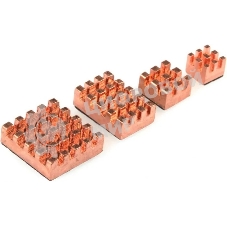 Набор радиаторов QUMO, 4 in 1 pure copper heat sink for Raspberry Pi 4B/4/3B/3/2, медь(RS015)