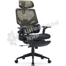 Кресло офисное Cactus CS-CHR-MC01-LGNBK салатовый, сиденье черный, сетка/ткань, с подголов. крестов. пластик, подст. для ног