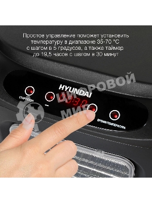 Сушка для фруктов и овощей Hyundai HYFD-P1203 12под. 500 Вт, черный