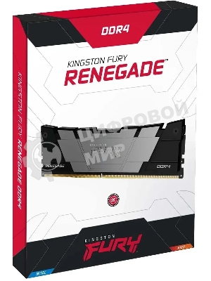Оперативная память Kingston Fury Renegade, DDR4, 16GB (2x8GB), 4800MHz, CL19, DIMM, с радиатором, черный