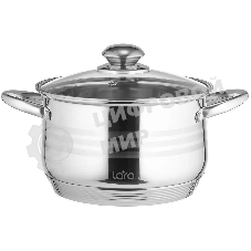 Кастрюля Lara LR02-581 SONATA 18x11,5 см, 2.9 л, 7-СТУПЕНЧАТОЕ ДНО, комбо-полировка, крышка, нержавеющая сталь