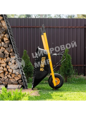 Тачка строительная Denzel усиленная, объем 140 л, 230 кг, колесо 15х6.00-6