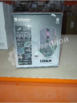 (Поврежденная упаковка) Мышь игровая беспроводная DEFENDER Uran GM-503 black (LED,8D,400 мАч,3200dpi) (52503)