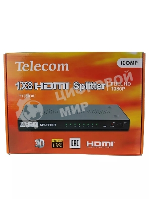 Разветвитель HDMI 1=>8 Telecom  <TTS5030>, каскадируемый , 1.4v+3D