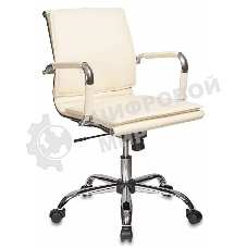 Кресло руководителя Бюрократ CH-993-Low/Ivory слоновая кость, низкая спинка, искусственная кожа, крестовина хромированная