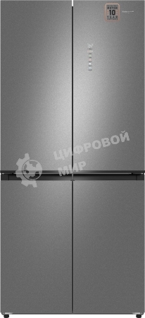 Холодильник Weissgauff WCD 450 Bru Steel Glass NoFrost Inverter матовая сталь трехкамерный 287/163л морозилка снизу, No Frost, Side by Side