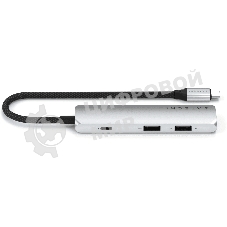 USB-концентратор Satechi 4-in-1 USB-C Slim Multiport Adapter 4K (Type-C, HDMI, 2x Type-A), до 80 Вт, Серебристый Док-станция ST-P4SS