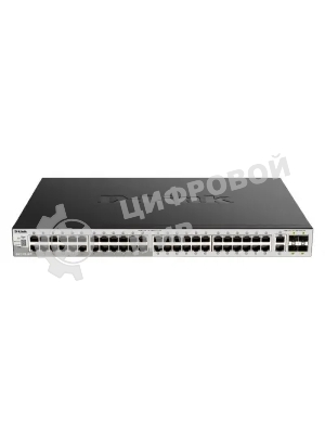 Коммутатор управляемый L3 стекируемый D-Link DGS-3130-54TS/B1A PROJ с 48 портами 10/100/1000Base-T, 2 портами 10Gbase-T и 4 портами 10Gbase-X SFP+