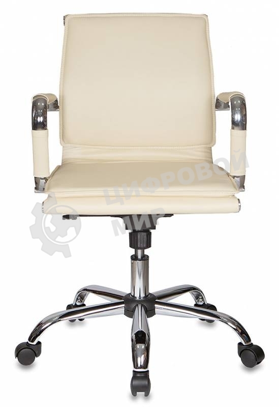 Кресло руководителя Бюрократ CH-993-Low/Ivory слоновая кость, низкая спинка, искусственная кожа, крестовина хромированная