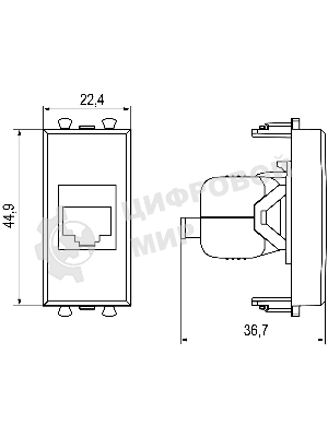 Розетка компьютерная DKC 4400661 1 модуль, Avanti 
