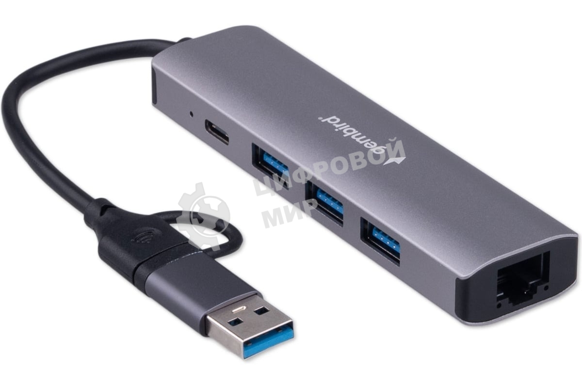 Док-станция Gembird UHB-D7, USB Type-C + USB, 3хUSB3.1, Type-C, RJ45, USB