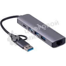 Док-станция Gembird UHB-D7, USB Type-C + USB, 3хUSB3.1, Type-C, RJ45, USB