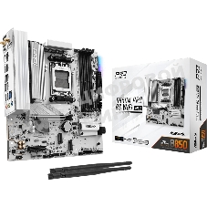 Материнская плата ASRock B850M Pro RS WiFi White, AM5, AMD B850, 4xDDR5, 4xSATA, 3xM.2, 1xPCIe 5.0 x16, 1xPCIe 4.0 x4, 1xHDMI, 1xDP, 1x2.5Gb LAN, Wi-Fi 6E, Bluetooth 5.3, 1xUSB-C 10Gbps, 1xUSB-A 10Gbps, 2xUSB-A 5Gbps, 4xUSB-A 2.0, 3x3.5 мм, 7.1, mATX