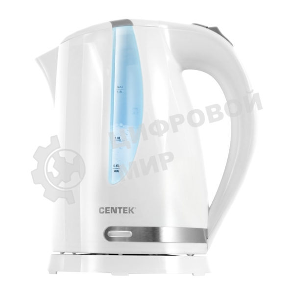 Электрочайник Centek CT-0040 белый, 1.8 л, 2200 Вт, скрытый нагревательный элемент